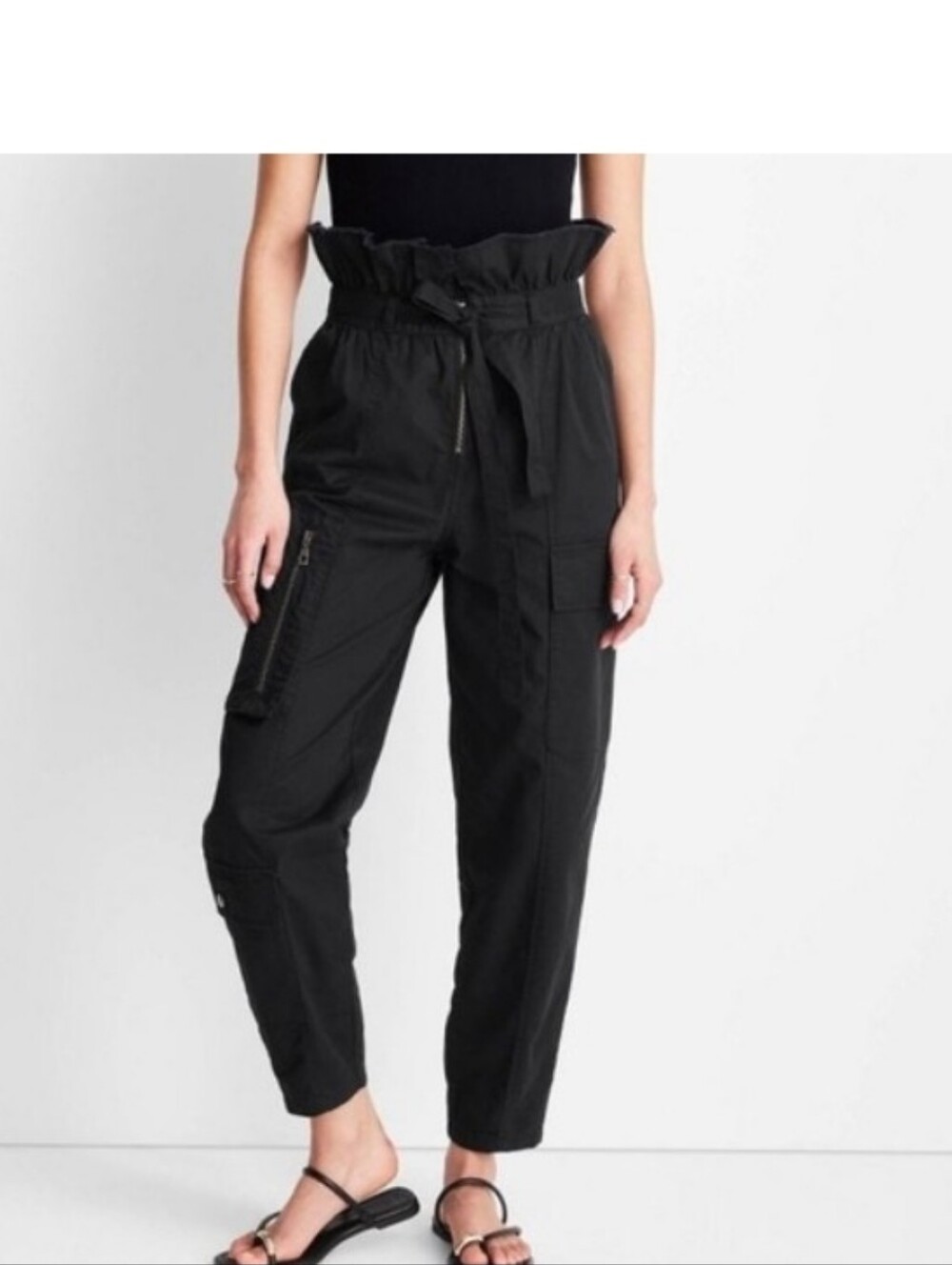 High-Waist Paperbag Cargo Future Collective Black Pants NWOT
